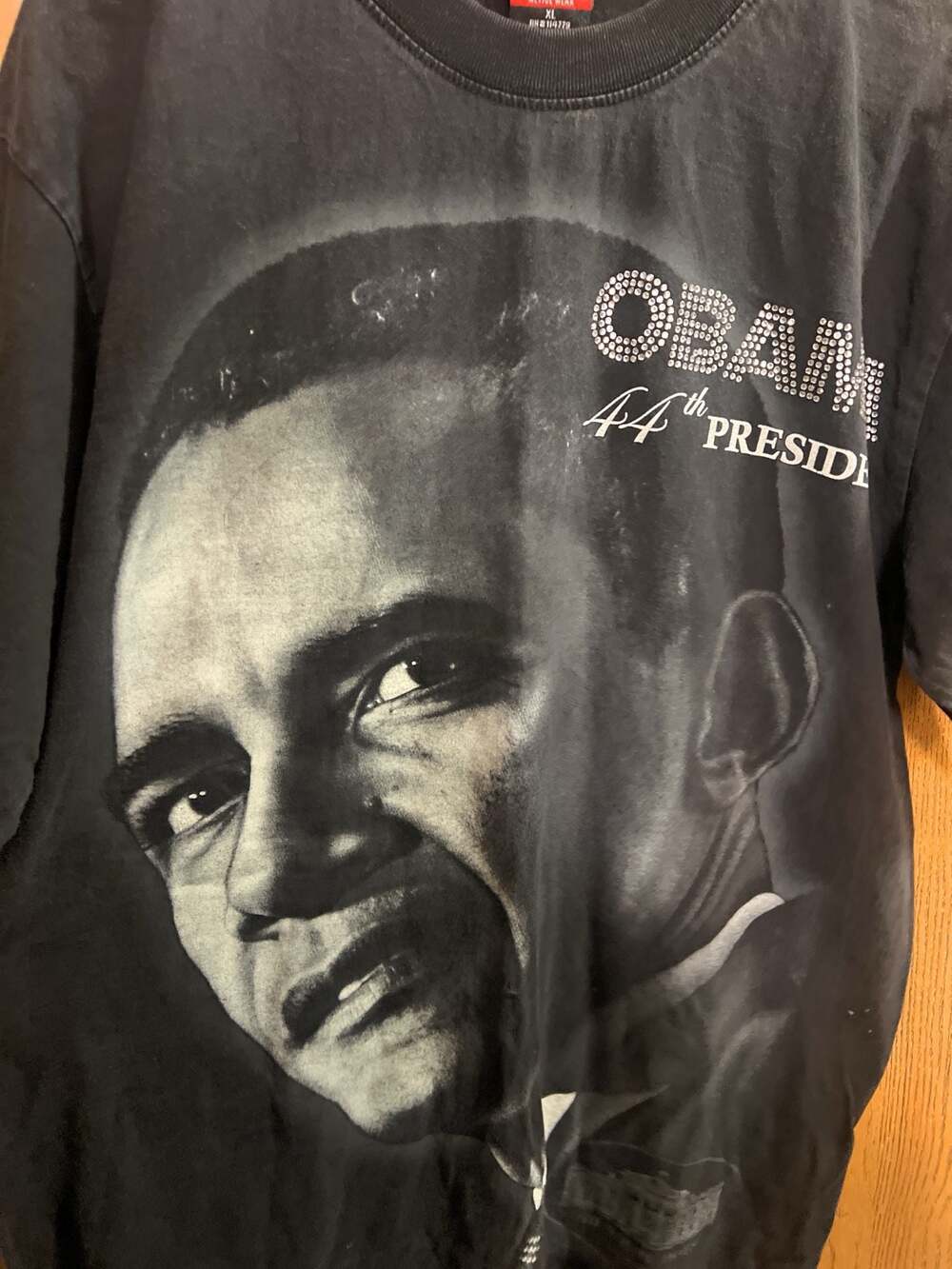 Hoss Tee Vintage Barack Obama 44th President Rhinestone Graphic T-Shirt